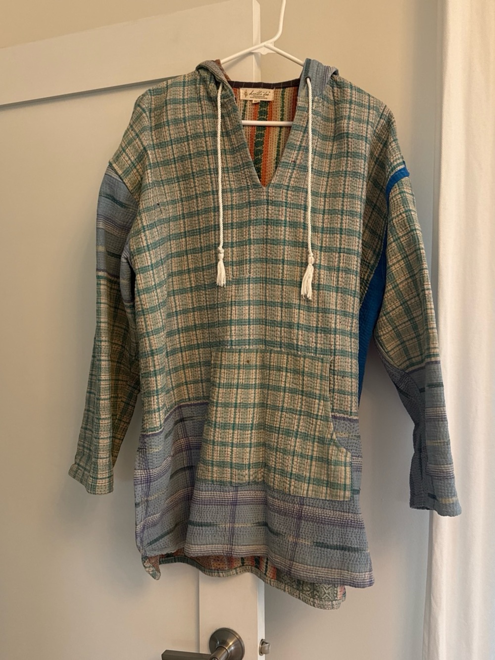 Kantha Bae Under the Stars blues Reversible Kantha Hooded Pullover OS